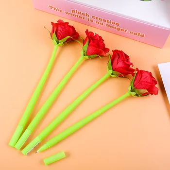 1 бр. розови силиконови гел писалка, имитирующая цвете, подарък дръжка за 