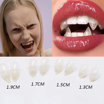 1 Чифт вставных зъби вампир за възрастни и деца на Хелоуин, Нова ужасяваща празничен костюм, прозрачни протези, зъби за cosplay, зъби от смола