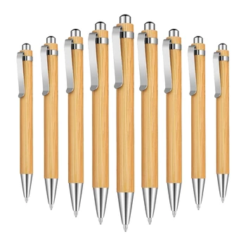 15 парчета бамбук разтегателен химикалка, черно мастило, 1 мм, канцеларски материали, Химикалки, бамбук химикалка химикалка, дървени химикалки