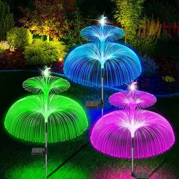 2 бр. Слънчеви led светлини във формата на медузи, уличен интериор за градини, лампа за тревата, 7 Цвята, което променя цвета си, водоустойчив, декор за пътеки в двора, лампа с цветя