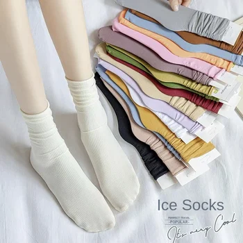 2023 Нови пролетно-летни фини модни свободни чорапи 23 цвята, неон, ярки улични дълги дамски чорапи, страхотни студентски офис дамски чорапи Female Сокс