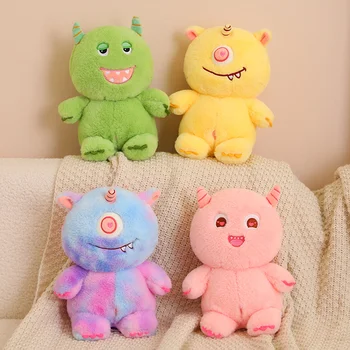 25 см Хубава кукла-чудовище, плюшен играчка, цветна cartoony фигура на животно, зелено, жълто, розово, подарък за рожден Ден момчета и момичета
