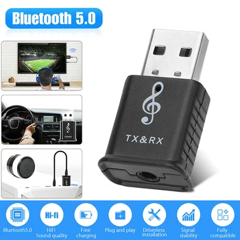 3.5 мм AUX Стерео безжичен USB адаптер Bluetooth 5,0 Предавател приемник ТЕЛЕВИЗИОННИ Високоговорители слушалки Мини Автомобилна музика Bluetooth Трансфер