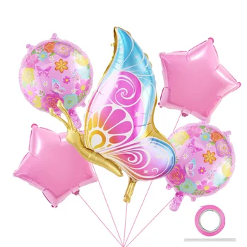 5 бр., набор от балони с пеперуди, фон за детски рожден ден, декоративни играчки, балони с цветя, детски душ, междузвездни балони