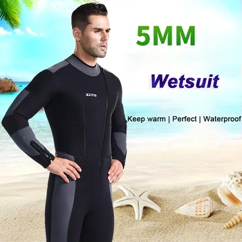 5 мм водолазный костюм за гмуркане, топли зимни костюми, неопреновый водолазен костюм, мъжки, пълен костюм за плуване, сърфиране, каране на каяк, черен