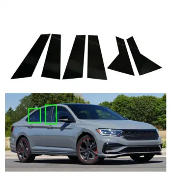 6 бр., тампон на багажник, врати, стъкла, стикер за Volkswagen Jetta 2019 2020 2021, лъскавите черни аксесоари за външността на автомобила