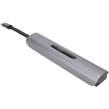 9 в 1 Интерфейс Type‑C за HDMI VGA Женски USB Хъб, Конвертор Докинг станция за Macbook