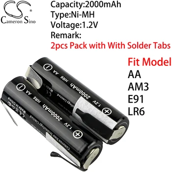 Cameron Sino AA Акумулаторна батерия Ni-MH 2000 ма 1.2 Самодельная Батерия 2 бр. в опаковка с припой за AA, AM3, E91, LR6