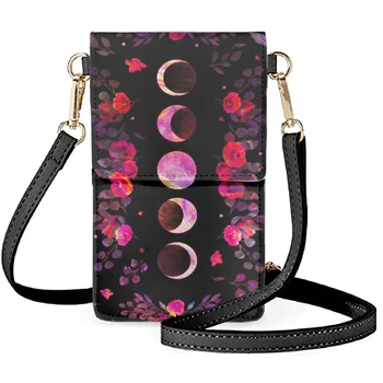 FORUDESIGNS, флип-надолу чанта за мобилен телефон Planet Galaxy, креативната мода, розова роза, чанти за рамо за мобилни телефони, дамски диагонално чанта