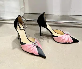 Moraima Snc/Женски Пикантни Обувки на висок ток с декорация във формата на кристали 