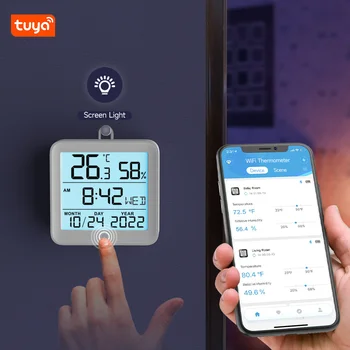 Sasha WIFI Сензор за температура и Влажност на въздуха влагомер, Термометър Осветяване smart home Подкрепа Алекса Google Assistant