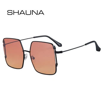 SHAUNA Нови Големи Слънчеви Очила в метални рамки в стил ретро, Дамски Модни слънчеви очила с наклон UV400, Мъжки Луксозни Слънчеви Очила