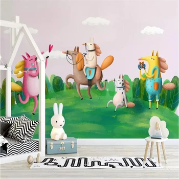 wellyu papel de parede Тапети по поръчка в скандинавски минималистичном стил с мультяшными животни, на фона на детския дом, тапети, стенни картини, тапета