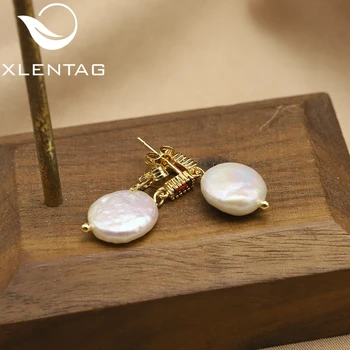 XlentAg 11 мм естествени перли Бял циркон дамски обеци минимализъм чар Вечерни подаръци за Жени, бижута Сватба
