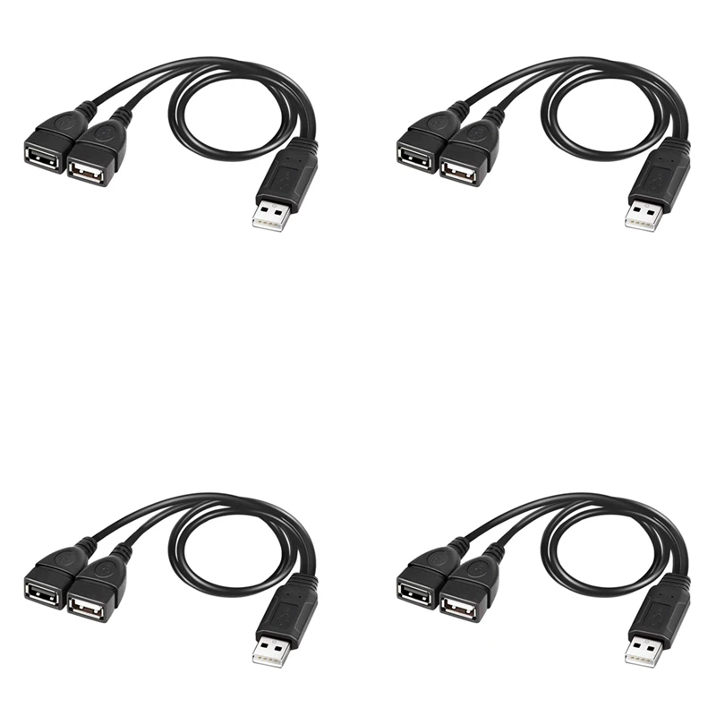 4X USB кабел-сплитер, A USB 2.0 конектор за свързване на две USB конектори Y Кабел-сплитер за зарядно устройство - 0
