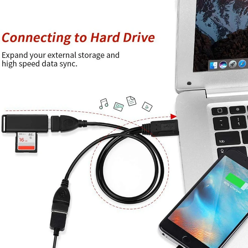 4X USB кабел-сплитер, A USB 2.0 конектор за свързване на две USB конектори Y Кабел-сплитер за зарядно устройство - 2