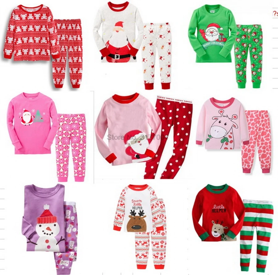 DHL 50 компл. Зимна детска Коледна памучен нощен облекло, костюм с анимационни герои за деца от 2-7 години, удобни пижамные комплекти, дрехи - 0