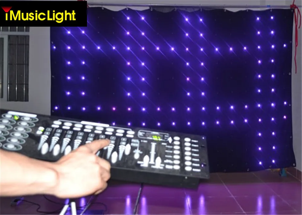 P9 3x4 метра led визуален завеса DMX RGB led покривка led мерцающая плат DJ живописна фон - 0