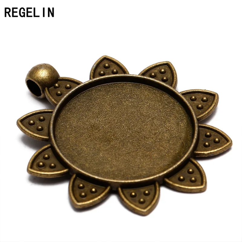 REGELIN Антична бронзова висулка във формата на семки, 10 бр./лот, вътрешен размер 25 мм, направи си сам, празен бижутериен тава за бижута - 4