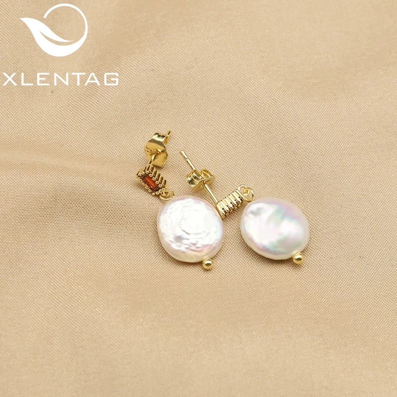 XlentAg 11 мм естествени перли Бял циркон дамски обеци минимализъм чар Вечерни подаръци за Жени, бижута Сватба - 2