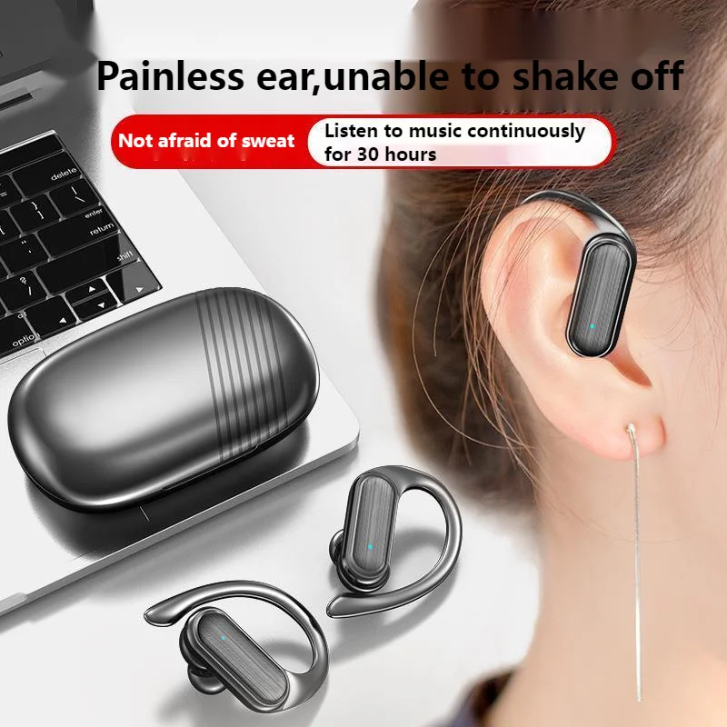 Безжична Bluetooth слушалка, слушалки с заушниками, спортни игри слушалки, две уши, слушалки сверхдлинной издръжливост за смартфон - 0