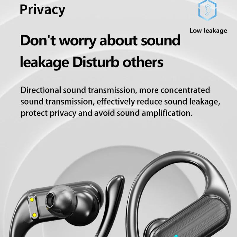 Безжична Bluetooth слушалка, слушалки с заушниками, спортни игри слушалки, две уши, слушалки сверхдлинной издръжливост за смартфон - 5