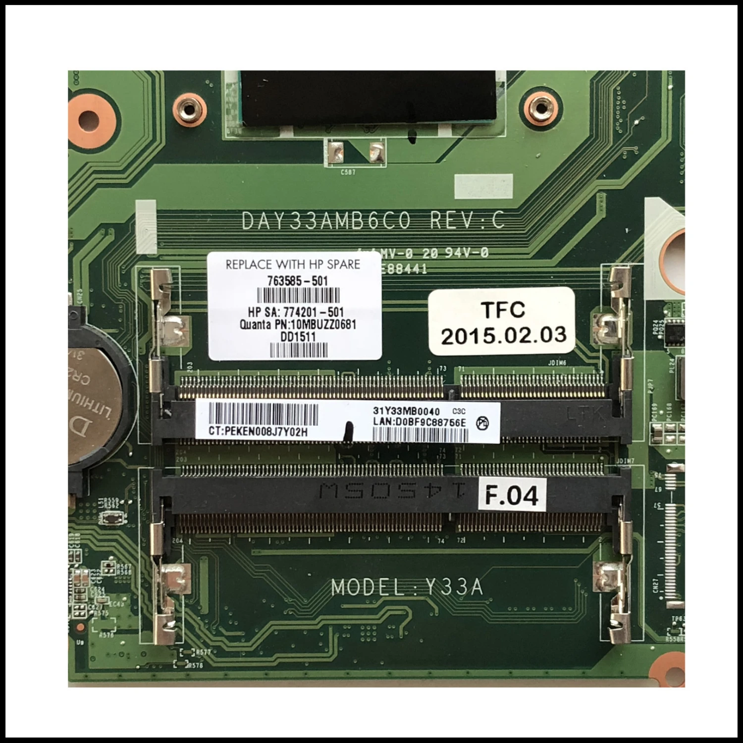 Висок клас дънна Платка 763585-501 за лаптоп HP Envy серия 15-K 763585-001 DAY33AMB6C0 I7-4710HQ DDR3L 100% тествана - 1