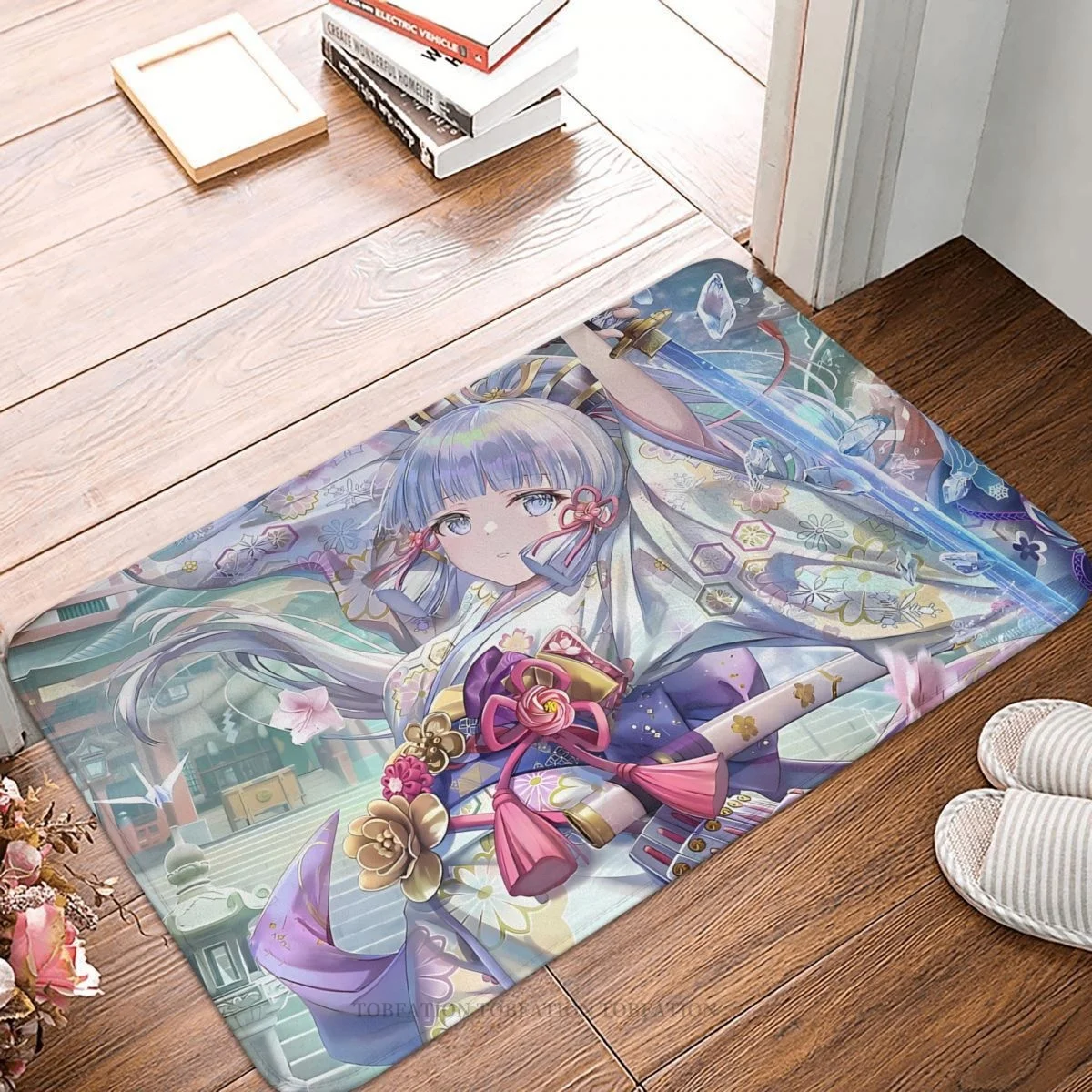 Геймърска подложка за баня Genshin Impact, нескользящий килим, сладък фланелевый мат Kamisato Ayaka, подложка за входната врата, подложка за декор на пода - 0