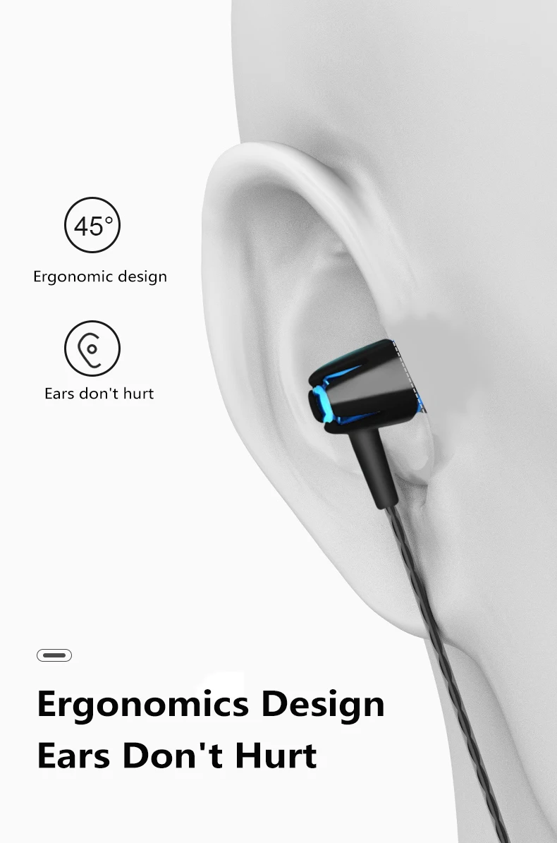 Жични слушалки 3,5 мм с бас, стереомузыкальные слушалки, спортни слушалки с микрофон за iPhone, Samsung Xiaomi Android, IOS смартфон - 3