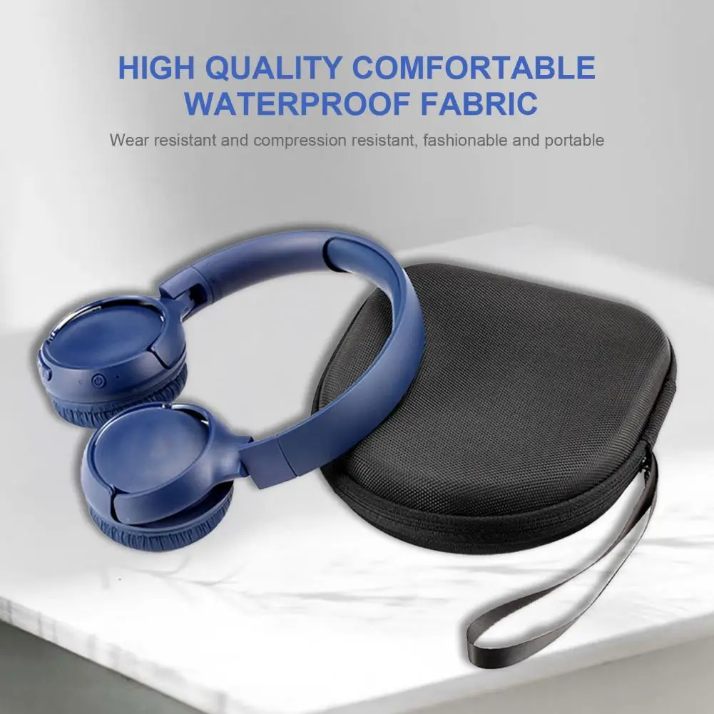 Защитен калъф е устойчив на натиск и прах, калъф за съхранение на спортни слушалки с каишка за ръка за JBL T510BT - 1