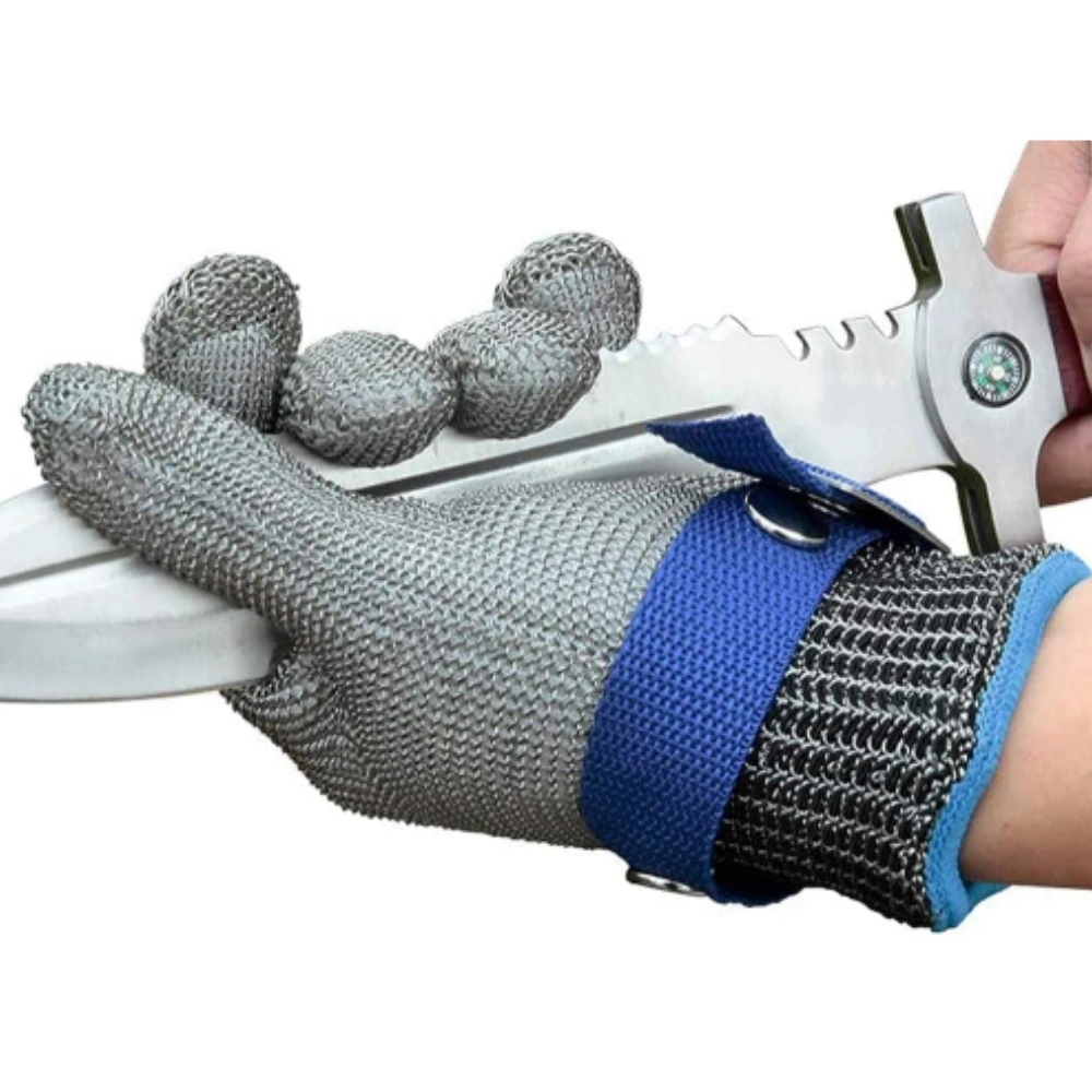 Износоустойчиви ръкавици за защита от порязване от неръждаема стомана, работни ръкавици, за клане на говеда в градината, кухненски ръкавици за касапин от метална тъкан - 0