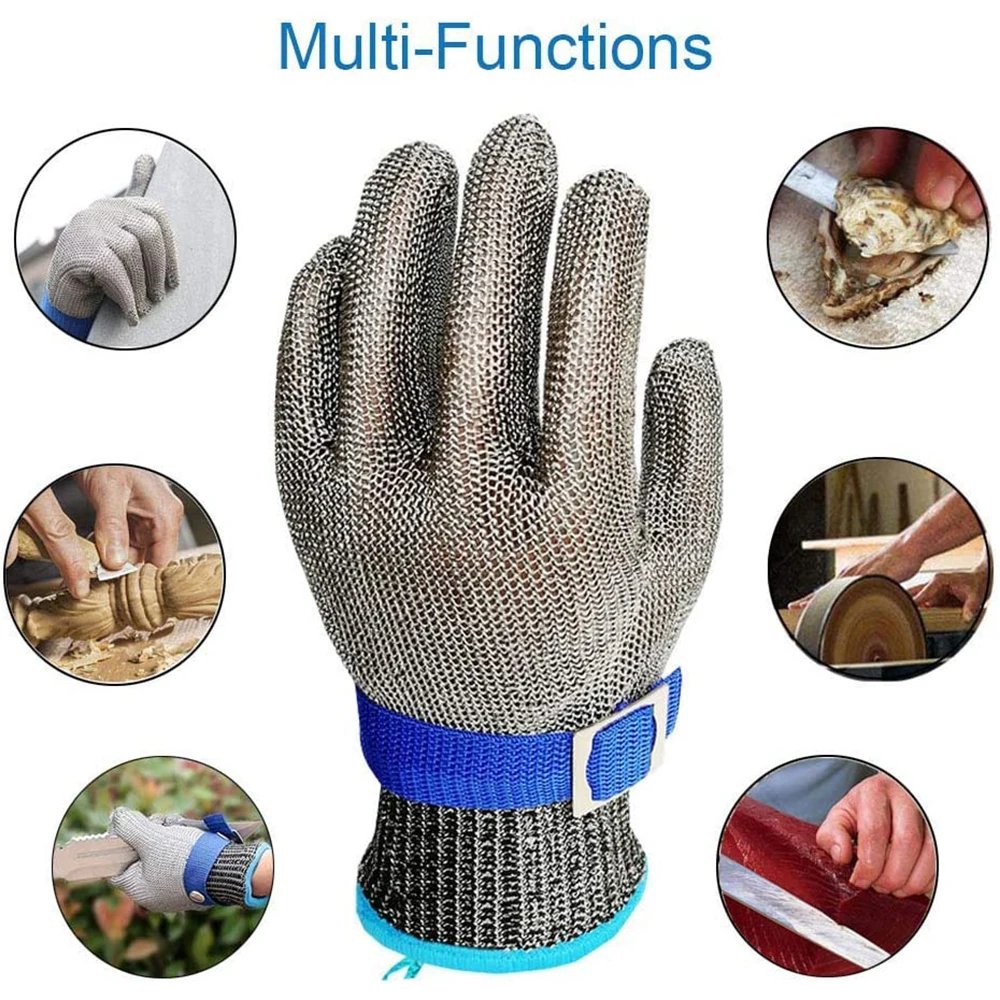 Износоустойчиви ръкавици за защита от порязване от неръждаема стомана, работни ръкавици, за клане на говеда в градината, кухненски ръкавици за касапин от метална тъкан - 2
