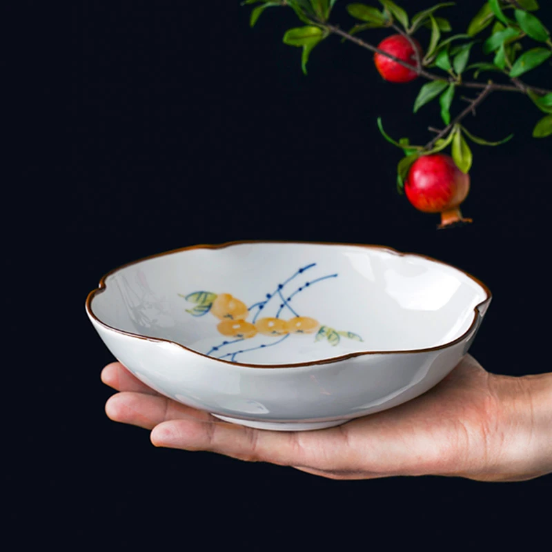 Керамичен поднос за закуски Дзен десерт плоча Изискан ретро масичка за чай чайната, купа за плодове, специалитети за закуска, купа за плодове в китайски стил - 3