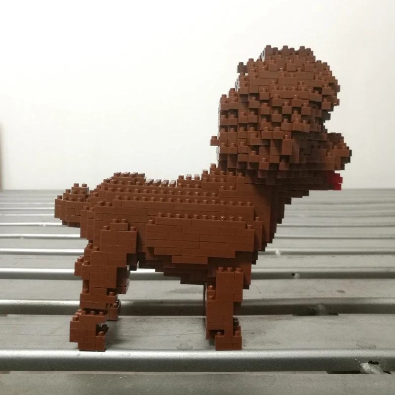 Мультяшное животно Пудел Плюшено Мини Diamond набор от градивни блокове Сладко куче за Домашен любимец, 3D модел САМ Микро Тухлени играчки за деца, Подарък без кутия - 4