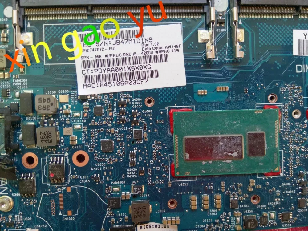 Оригиналната дънна Платка за лаптоп HP 840 G1 850 G1 747072-601 i5-4200 CPU100% Тест в ред - 3