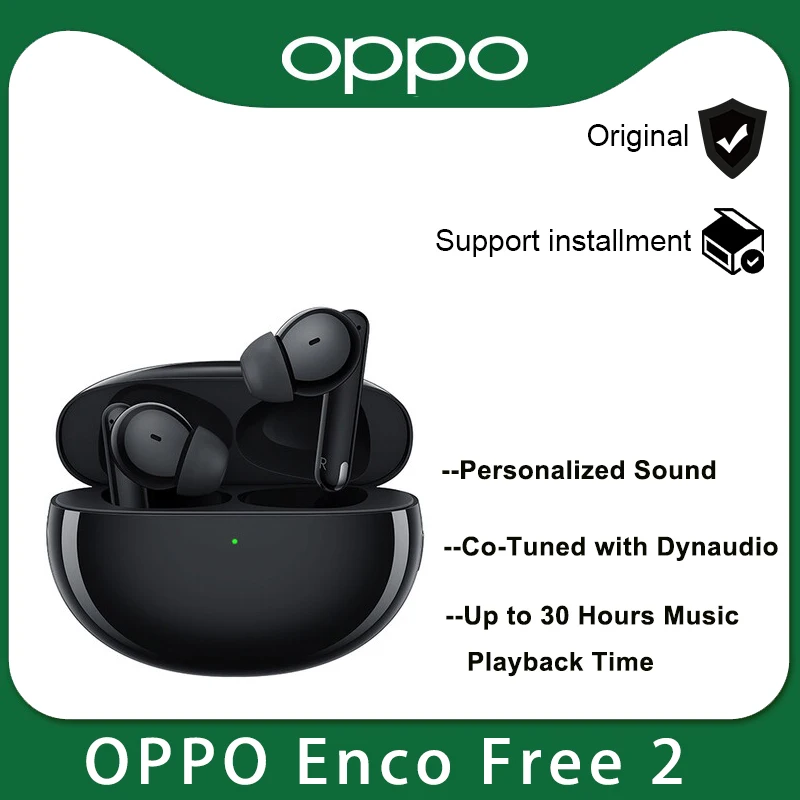 Оригинални OPPO Enco безплатно, 2 безжични слушалки TWS Bluetooth 5.2, 3 непромокаеми слушалки с активно шумопотискане IP54, 3 микрофона - 0