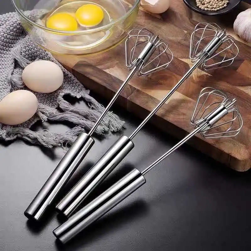Полуавтоматична взбивалка за яйца от неръждаема стомана 304, миксера, Саморазвивающаяся мешалка за яйца, кухненски инструменти за приготвяне на яйца - 1