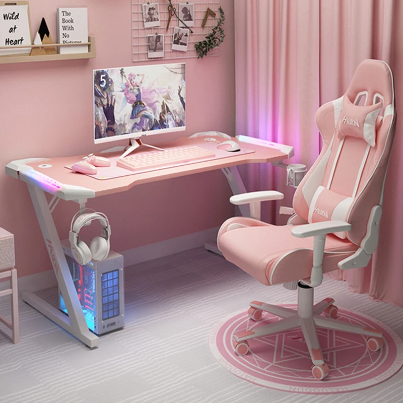 Розово маса с серпантином, настолен компютър часа, семеен котва, за игрална маса за сладък момиче, разход на солидна маса от висок клас - 2