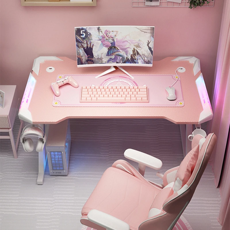 Розово маса с серпантином, настолен компютър часа, семеен котва, за игрална маса за сладък момиче, разход на солидна маса от висок клас - 3