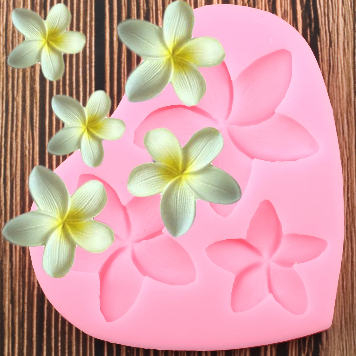 Силиконова форма с 3D цвете Плюмерии, topper за кифли, Инструменти За Украса на Сватбена торта, Форми за печене на Бисквити, Шоколад и бонбони - 0