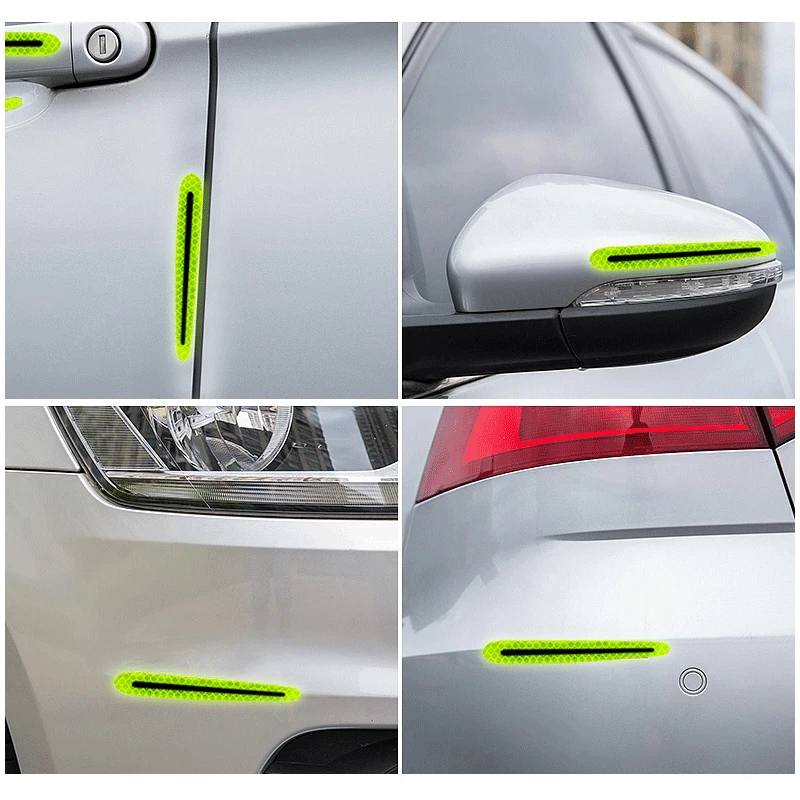 Стикер за защита на дръжката на вратата на колата от надраскване, 8 бр., 3D Светлоотразителни фолиа, изработени от въглеродни влакна за нощно шофиране, отразяващ филм, Стикери за автомобили - 4