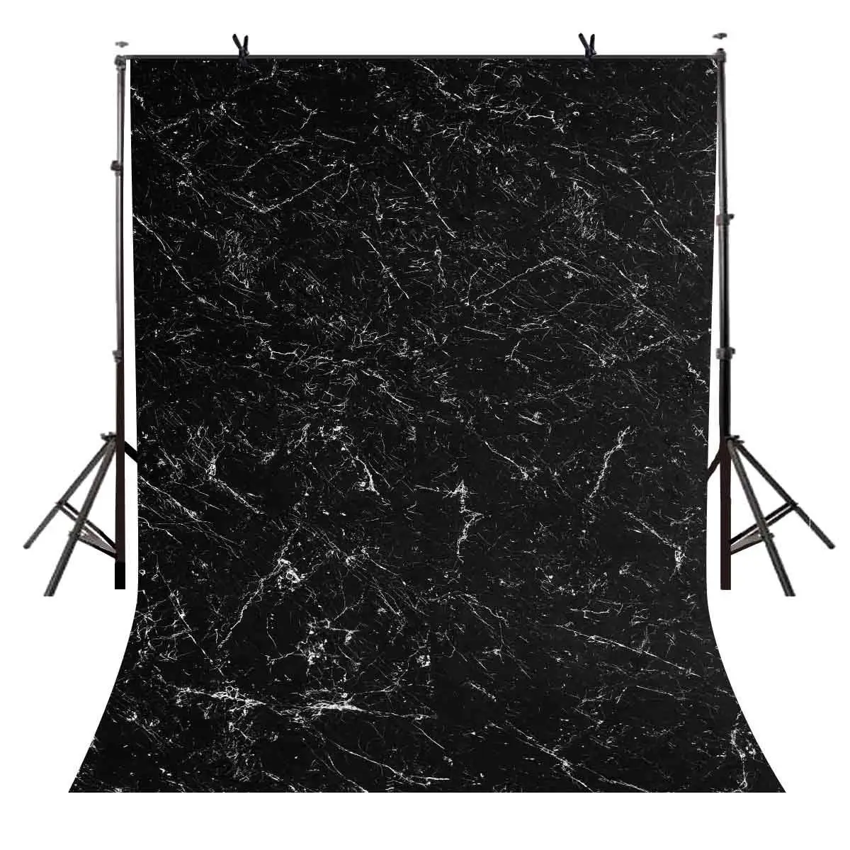 фон с мраморна текстура 5x7 фута, изчистен фон, с черна мраморна текстура за снимки и подпори за студийната фотография - 0