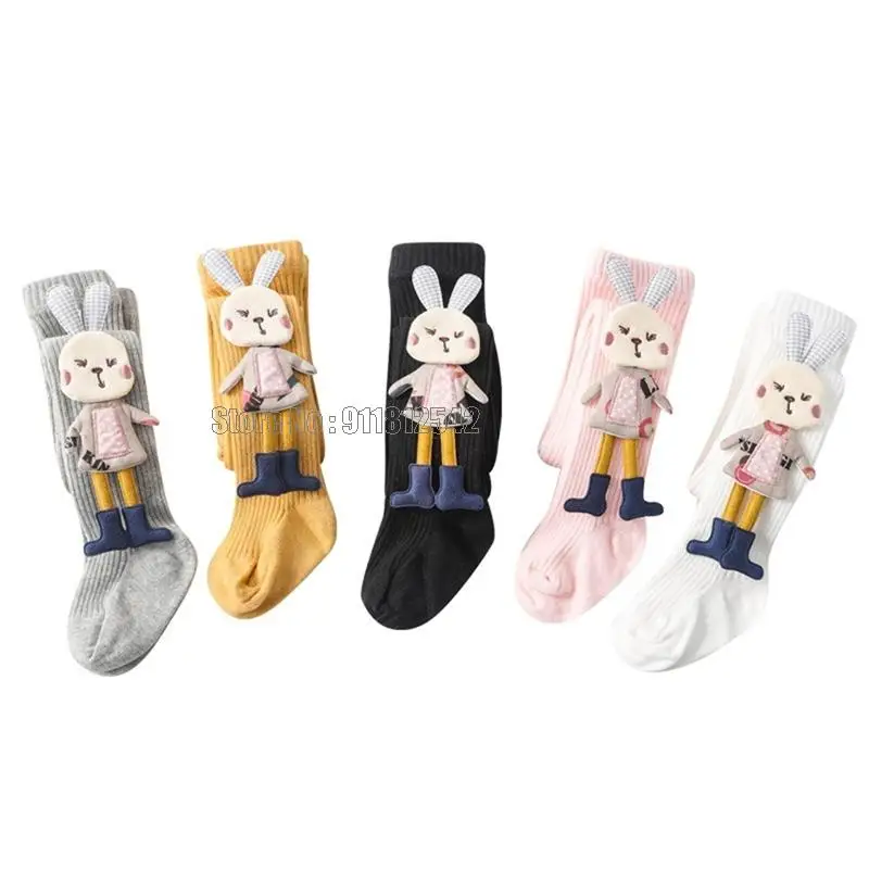 Чорапогащник за малки момичета, мультяшные чорапи с 3D заек, красиви чорапогащници, памучни есенно-зимни панталони, терлици, панталони - 3