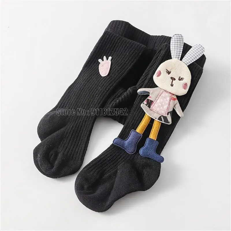 Чорапогащник за малки момичета, мультяшные чорапи с 3D заек, красиви чорапогащници, памучни есенно-зимни панталони, терлици, панталони - 4