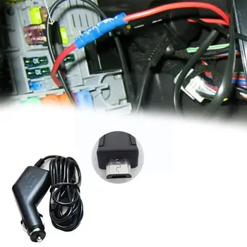 автомобили mini-USB видео рекордер 3m 5V 1A Крива порт за зарядно устройство за автоматично видеорегистраторной камери на GPS-видео Черен цвят F2T6