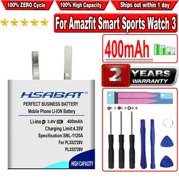 Батерия HSABAT 400mAh PL332728V 332728 322728 за Смарт Спортни часа Amazfit 3