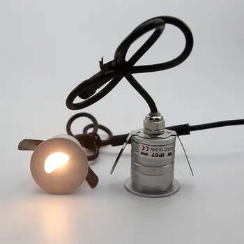 Безплатна Доставка IP67 Открит Водоустойчив Кръг 1 Watt Led Стъпка Подземен Лампа DC12 Deck Lamp