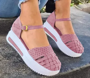 Дамски отворени сандали, летни сандали на плоския обувки, дамски ежедневни шевна дамски обувки, Сандали на платформа, дамски Sandaliasfh789