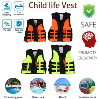 Детска спасителна жилетка, детска спасителна жилетка за плуване, каране на лодка, каране на ски, плаващи, спасителна жилетка, костюм за оцеляване с свистком за оцеляването на 2-12 години