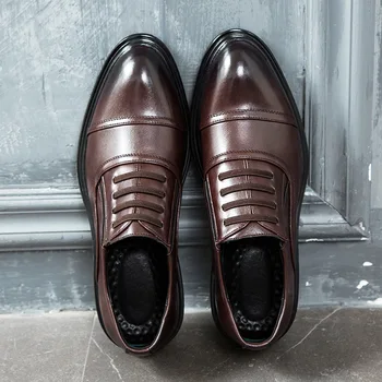 Добра мъжка кожена обувки, красиви броги, мъжки бизнес обувки, благородна брандираната мъжки ежедневни обувки, черно, кафяво A981